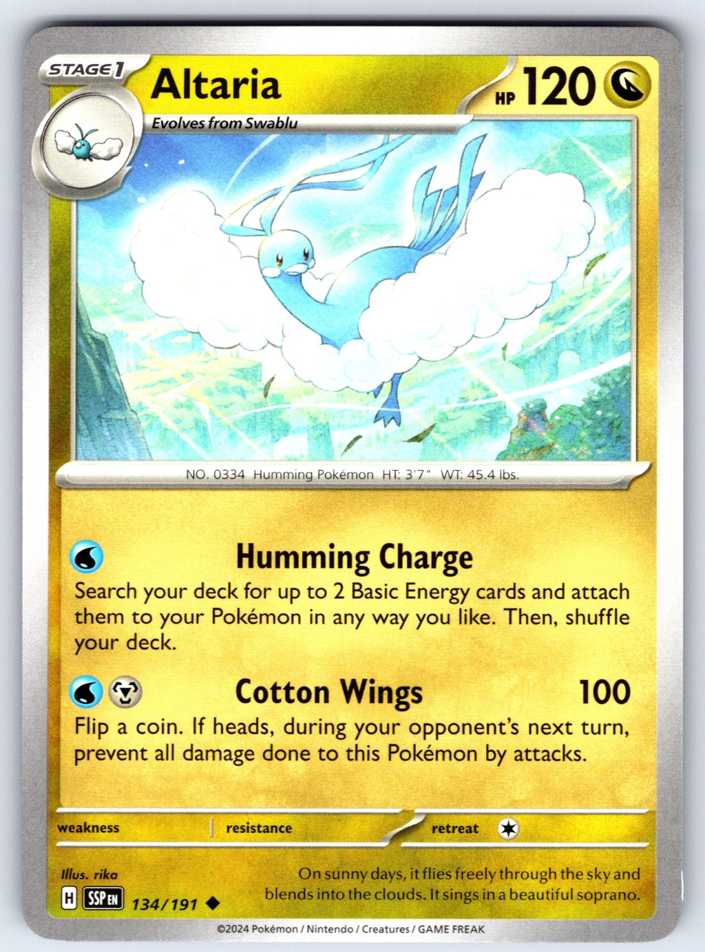 Altaria Uncommon SV08: Surging Sparks 134/191 LP 2024