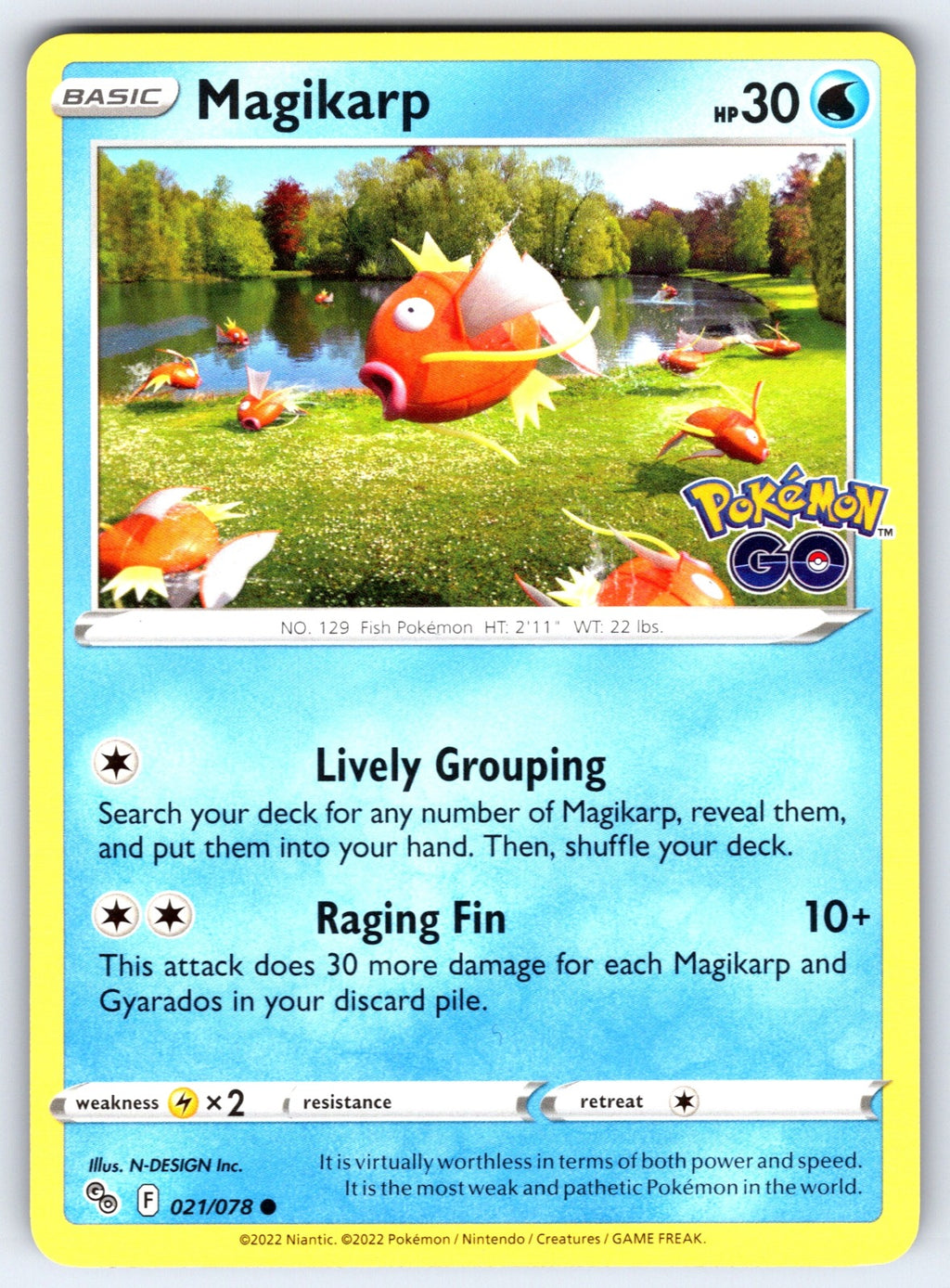 Magikarp Common Pokemon GO 021/078 NM 2022