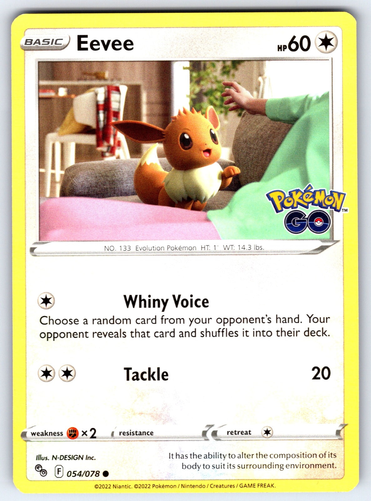 Eevee Common Pokemon GO 054/078 NM 2022