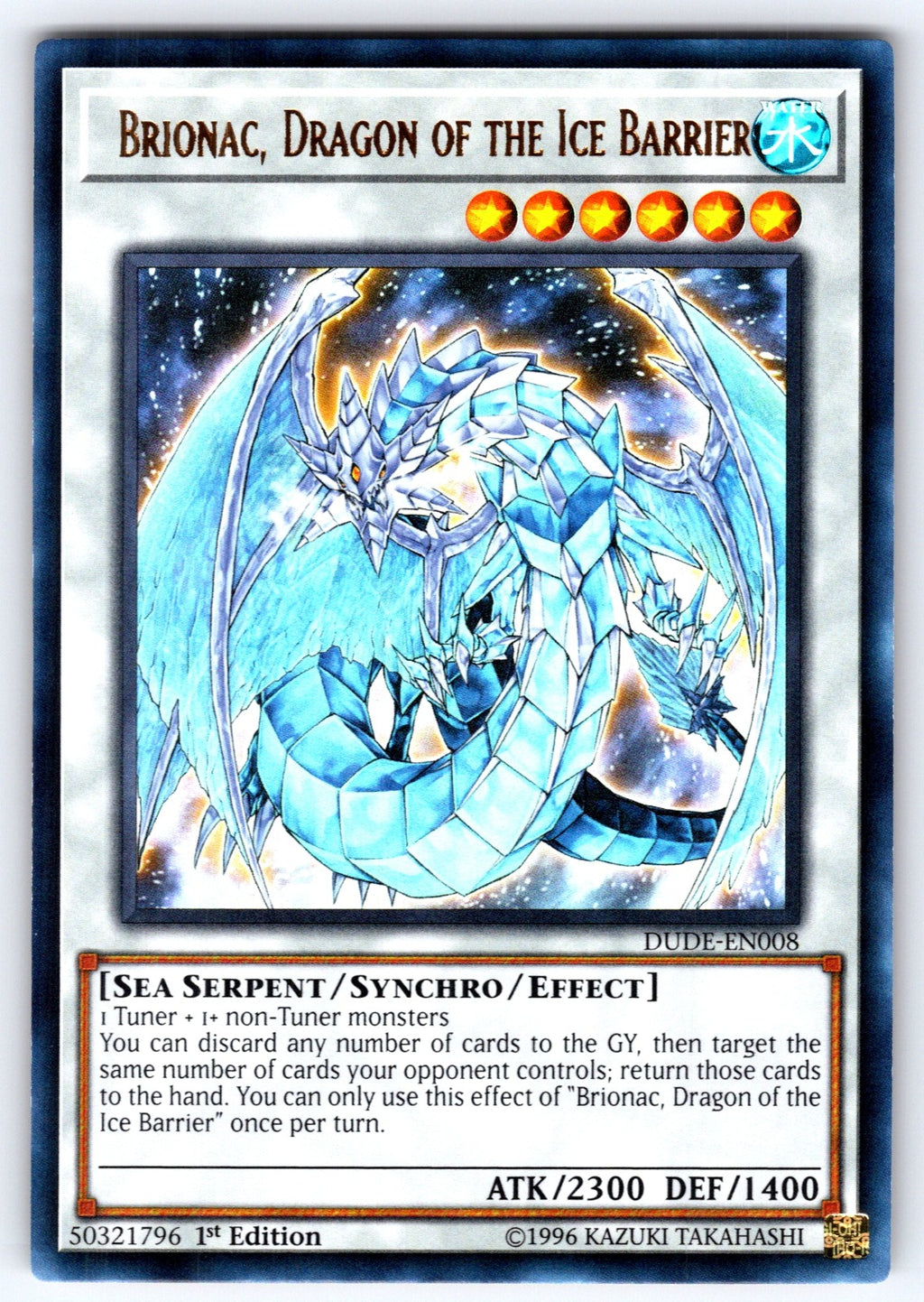 Brionac, Dragon of the Ice Barrier 1st Edition Ultra Rare Duel Devastator DUDE-E