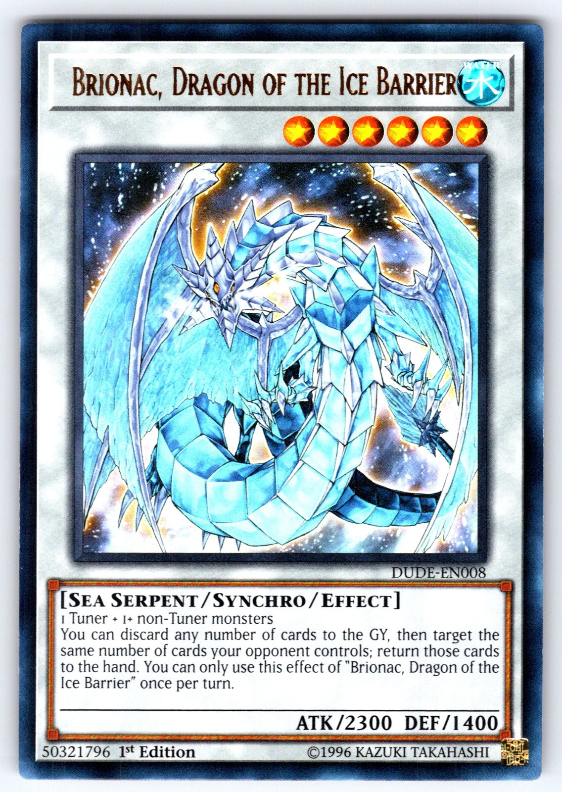 Brionac, Dragon of the Ice Barrier 1st Edition Ultra Rare Duel Devastator DUDE-E