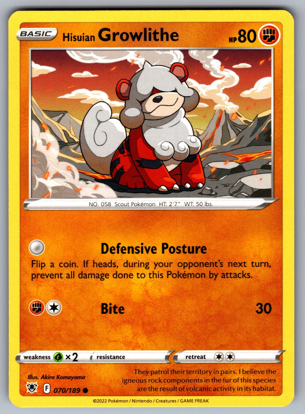 Hisuian Growlithe Common SWSH10: Astral Radiance 070/189 NM 2022