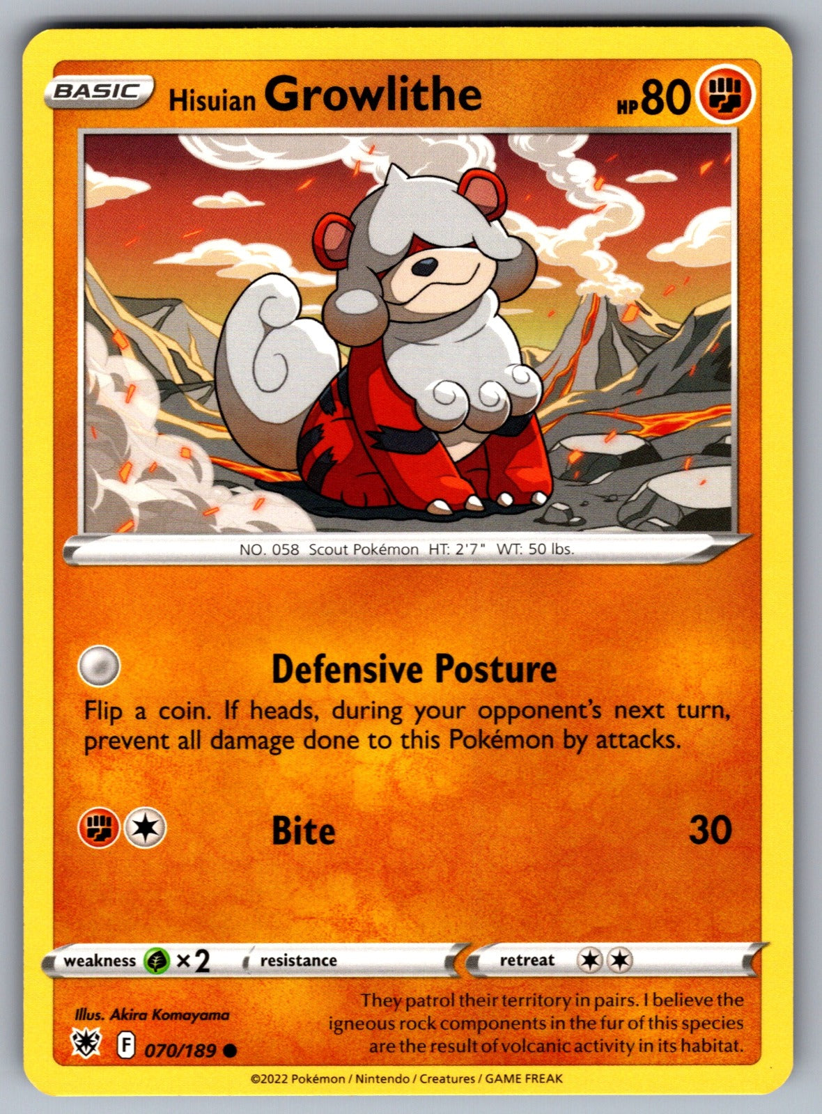 Hisuian Growlithe Common SWSH10: Astral Radiance 070/189 NM 2022