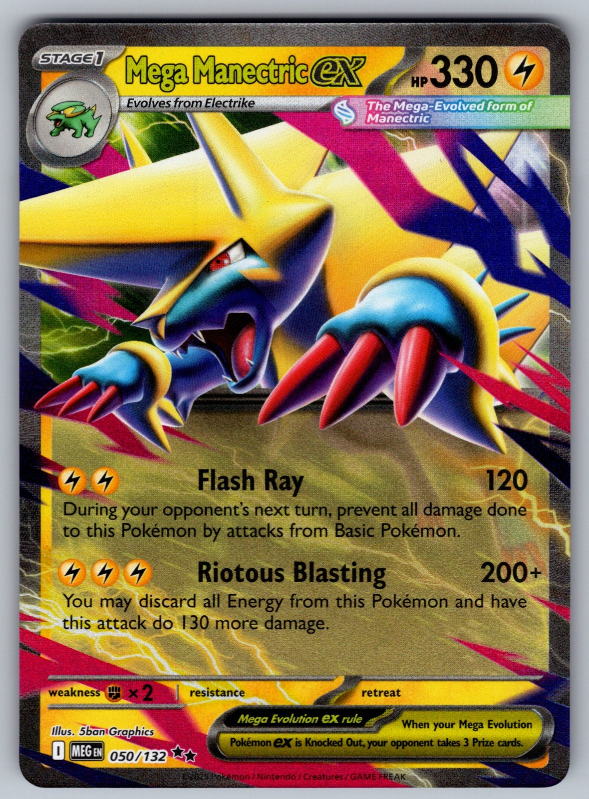 Mega Manectric ex Holo Double Rare ME01: Mega Evolution 050/132 NM 2025