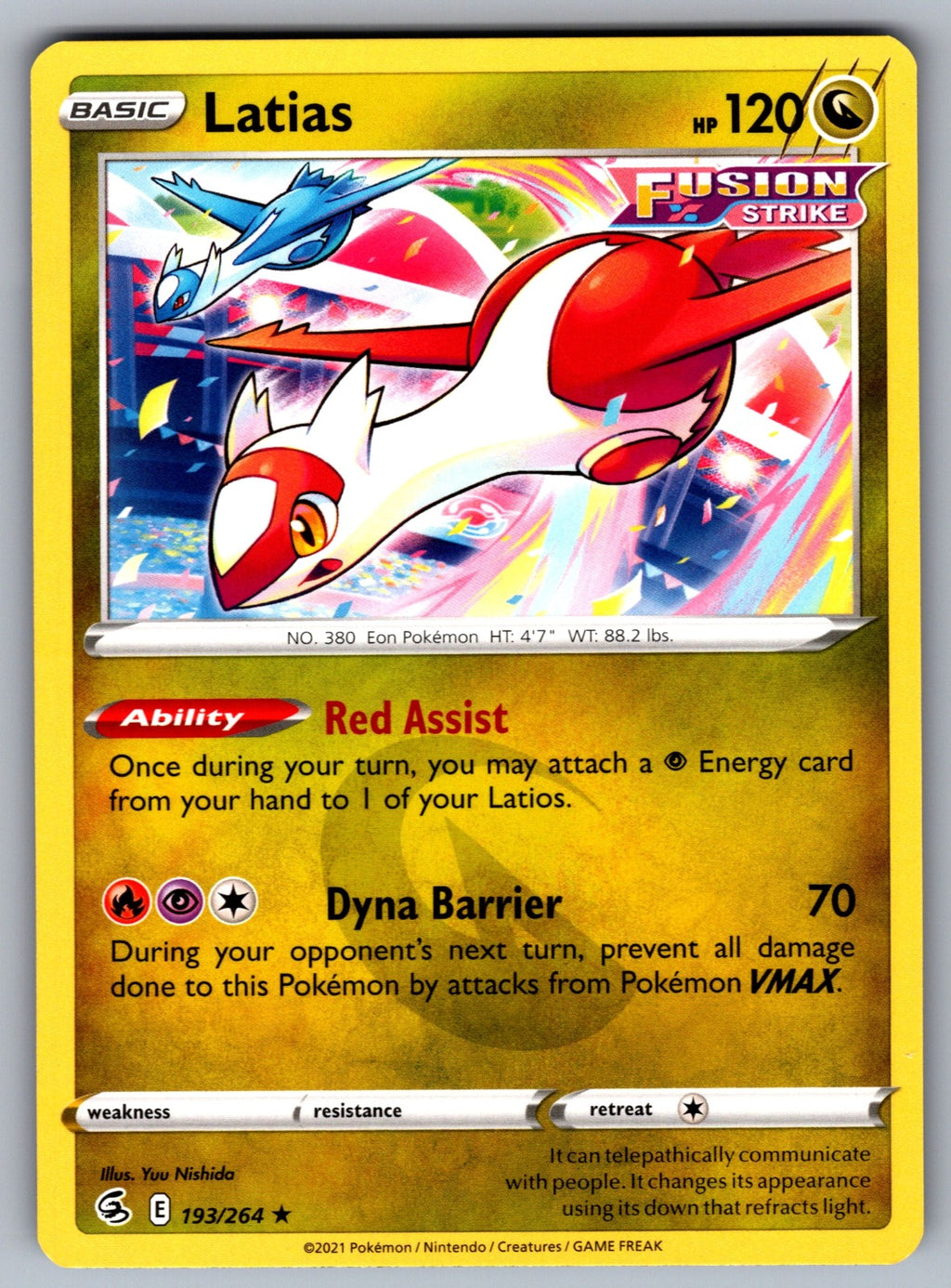 Latias Rare SWSH08: Fusion Strike 193/264 NM 2021