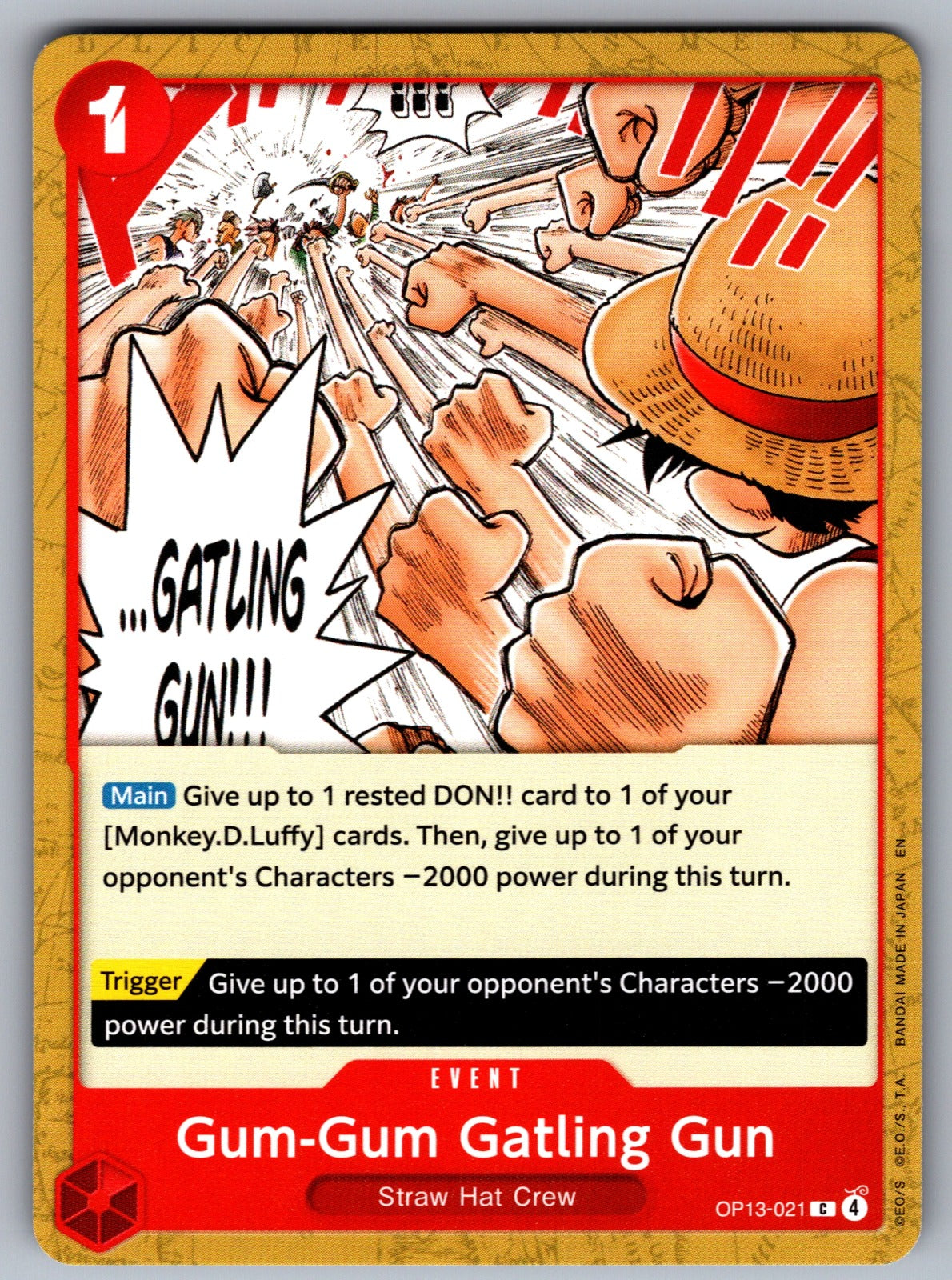 Gum-Gum Gatling Gun C Carrying On His Will OP13-021 NM 2025