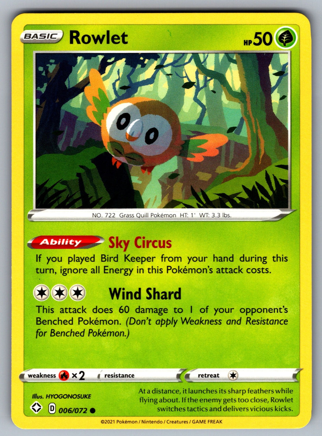 Rowlet Common Shining Fates 006/072 NM 2021
