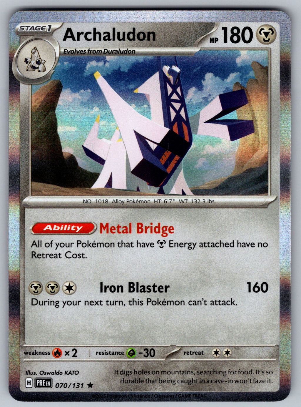 Archaludon Holo Rare SV: Prismatic Evolutions 070/131 NM 2025