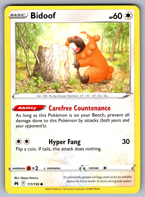 Bidoof Common SWSH: Crown Zenith 111/159 NM 2023