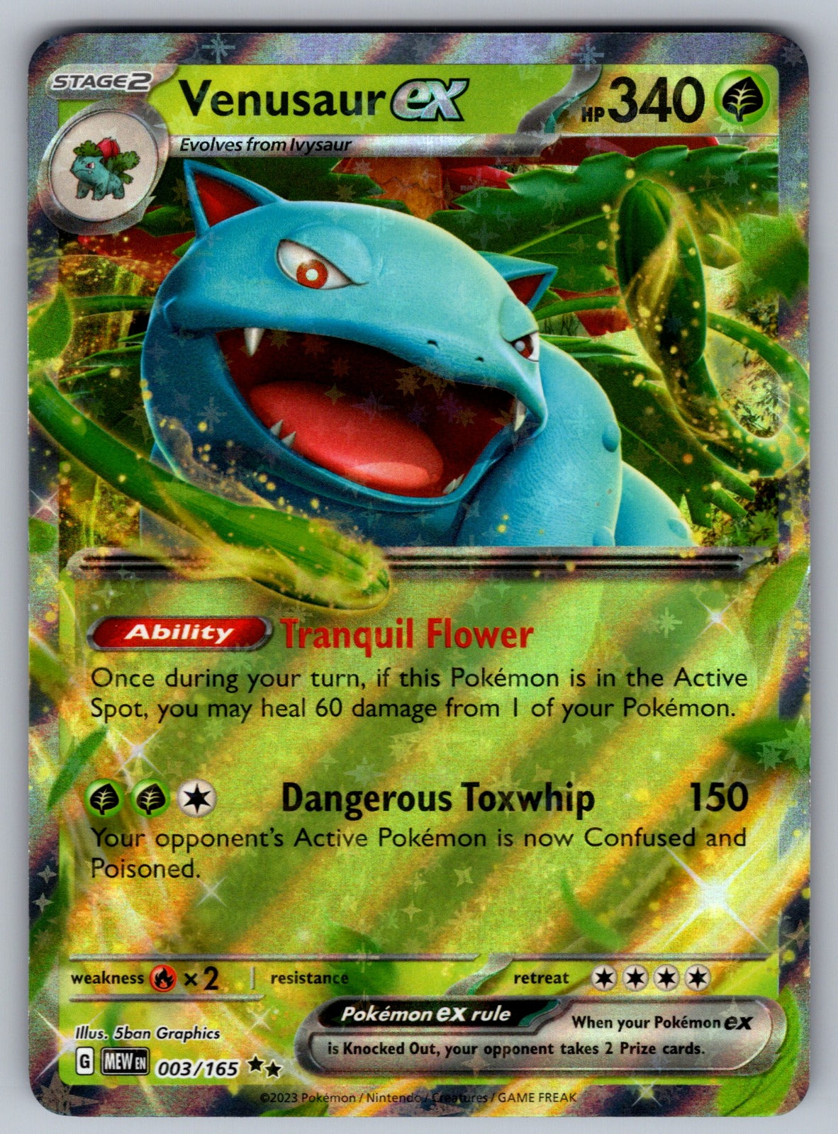Venusaur ex Holo Double Rare SV: Scarlet & Violet 151 003/165 NM 2023