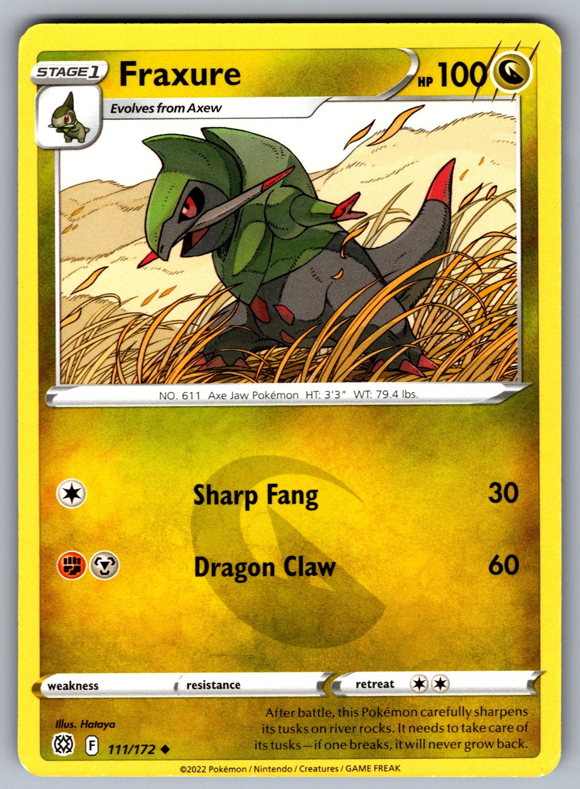 Fraxure Uncommon SWSH09: Brilliant Stars 111/172 NM 2022