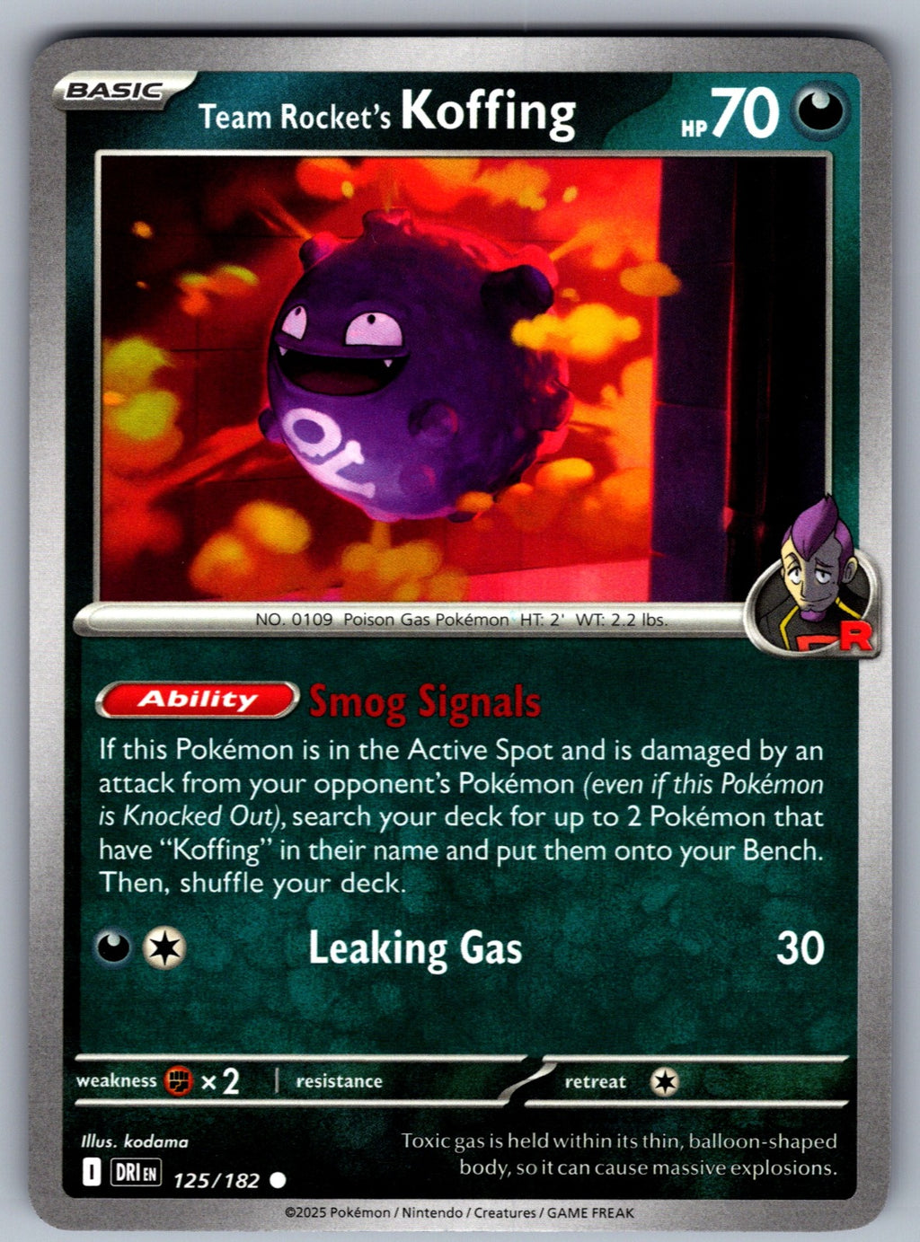 Team Rocket's Koffing Common SV10: Destined Rivals 125/182 NM 2025