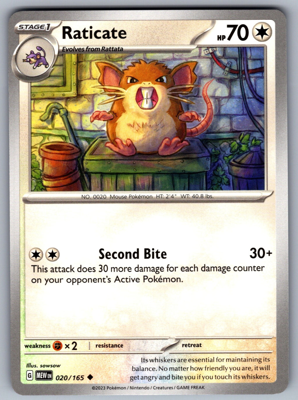 Raticate Uncommon SV: Scarlet & Violet 151 020/165 NM 2023