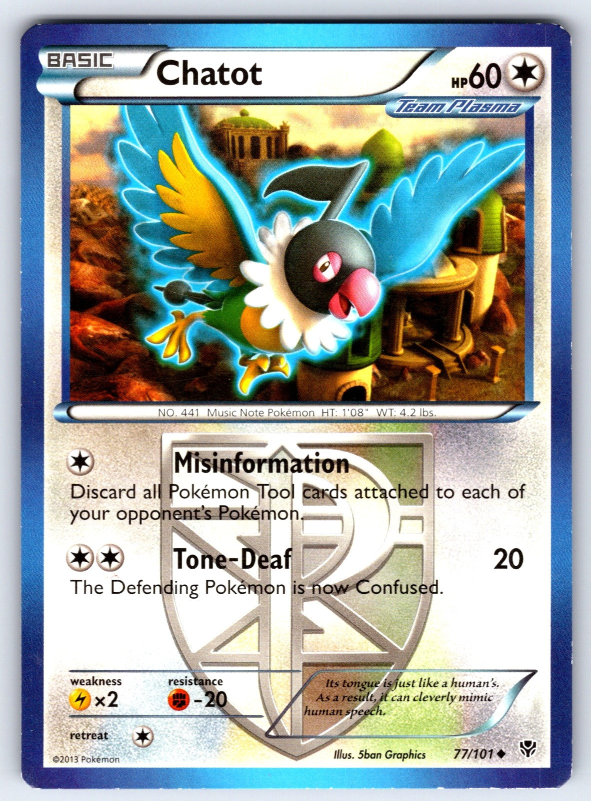 Chatot (Team Plasma) Uncommon Plasma Blast 77/101 LP 2013