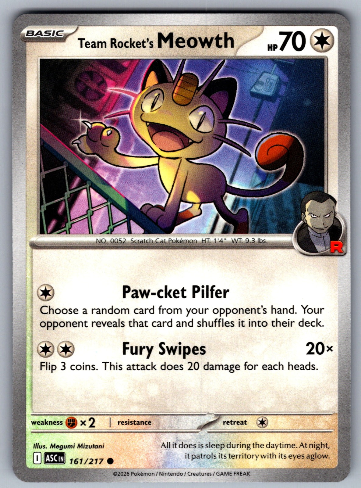 Team Rocket's Meowth Common ME: Ascended Heroes 161/217 NM 2026