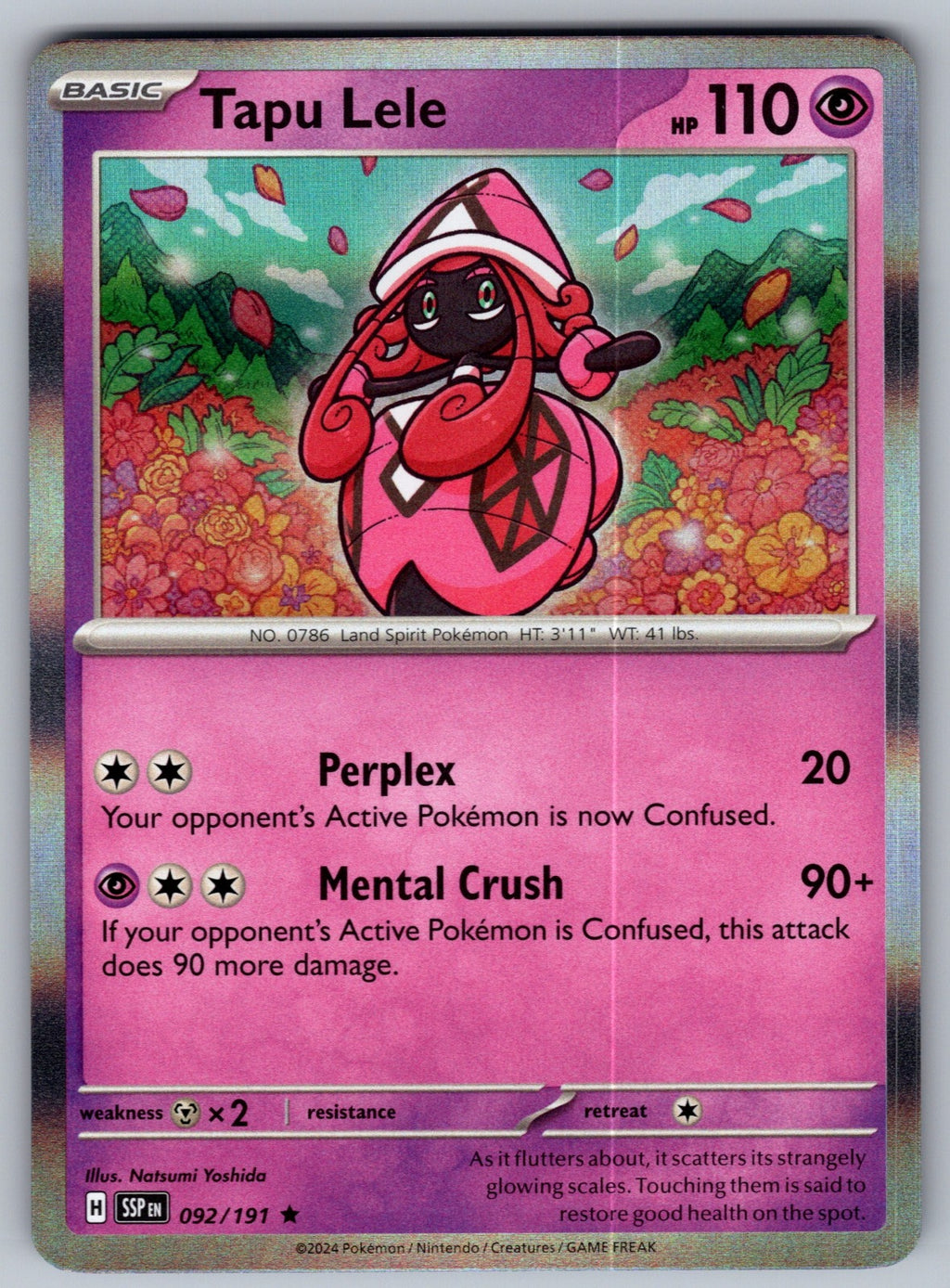Tapu Lele Holo Rare SV08: Surging Sparks 092/191 NM 2024