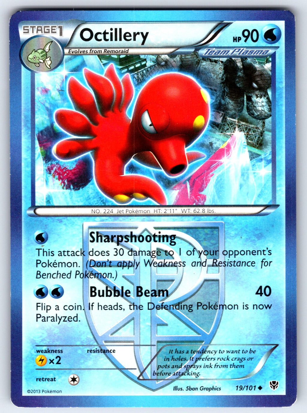 Octillery (Team Plasma) Uncommon Plasma Blast 19/101 LP 2013