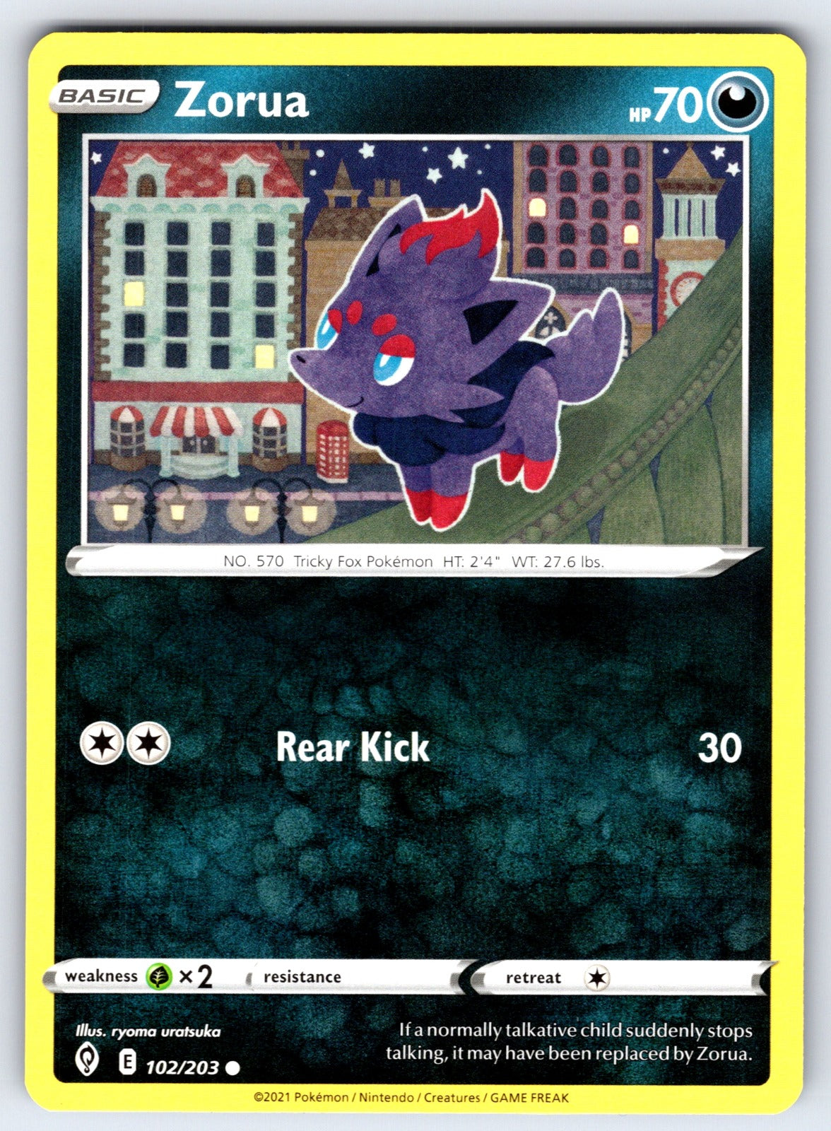 Zorua Common SWSH07: Evolving Skies 102/203 LP 2021