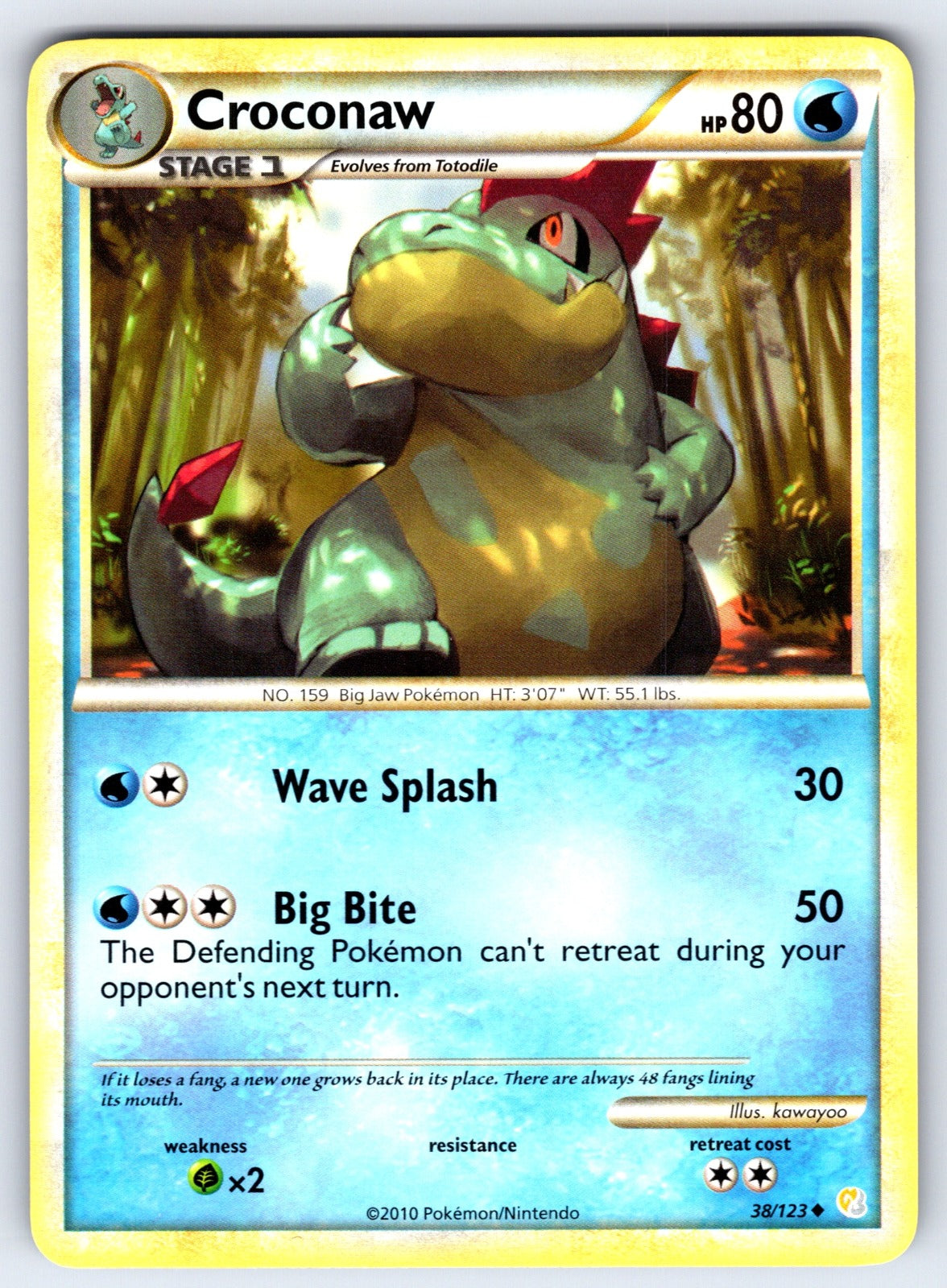 Croconaw Uncommon HeartGold SoulSilver 38/123 LP 2010