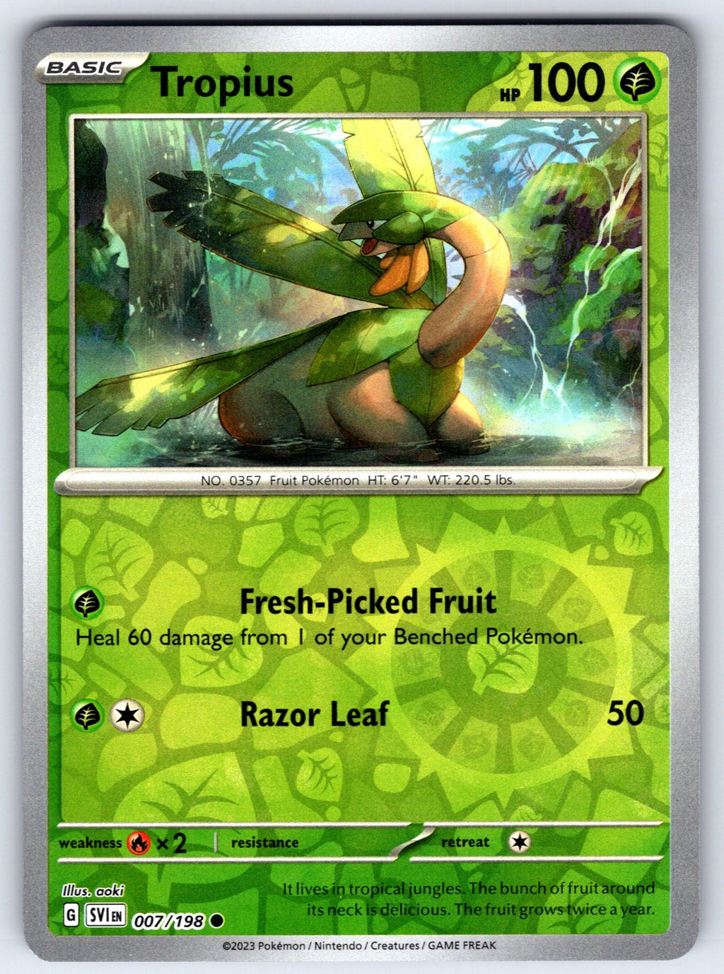 Tropius Reverse Holo Common SV01: Scarlet & Violet Base Set 007/198 NM 2023