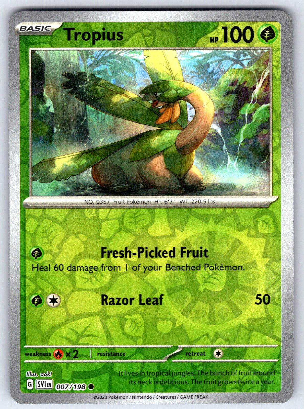 Tropius Reverse Holo Common SV01: Scarlet & Violet Base Set 007/198 NM 2023