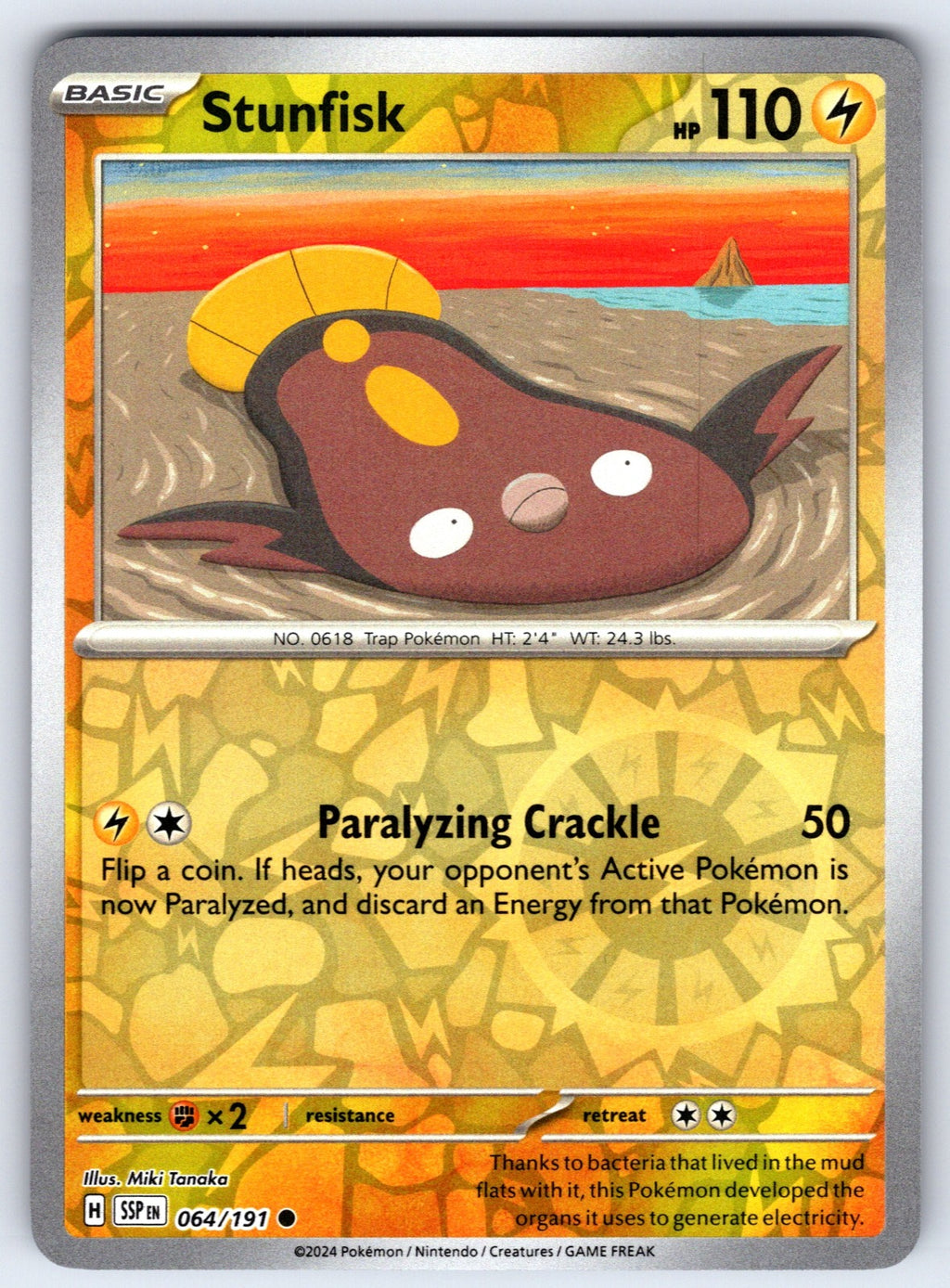 Stunfisk Reverse Holo Common SV08: Surging Sparks 064/191 NM 2024