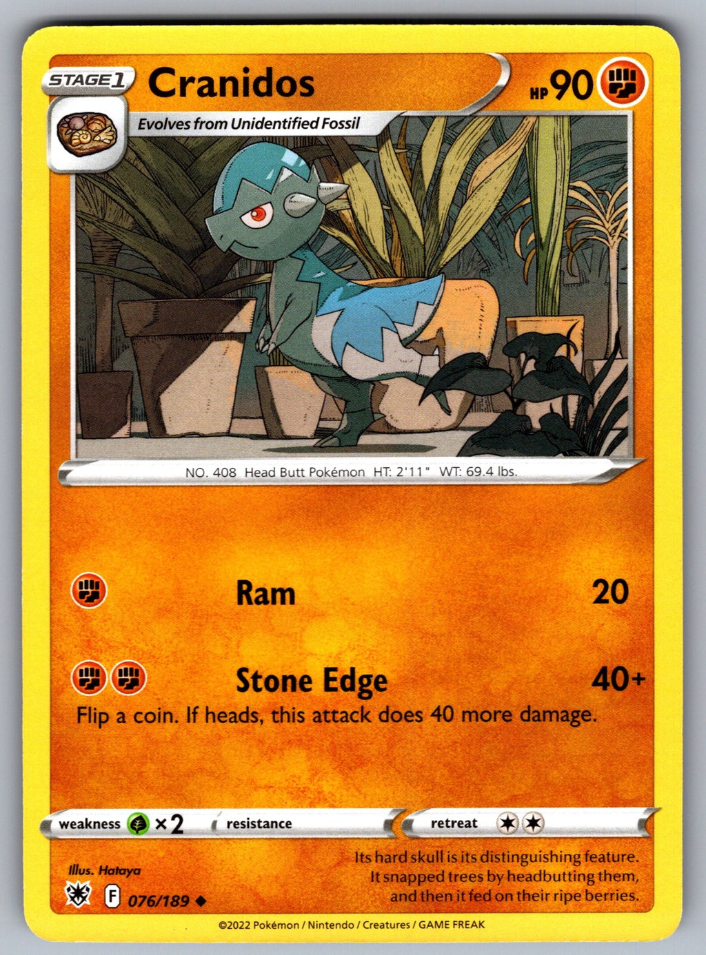 Cranidos Uncommon SWSH10: Astral Radiance 076/189 NM 2022