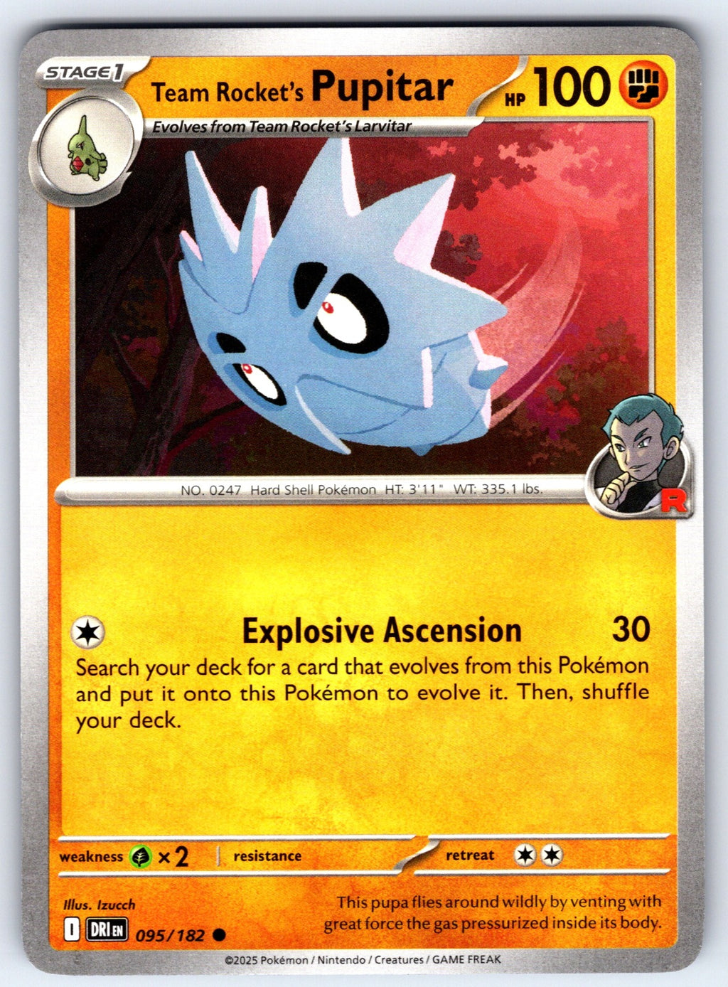 Team Rocket's Pupitar Common SV10: Destined Rivals 095/182 NM 2025