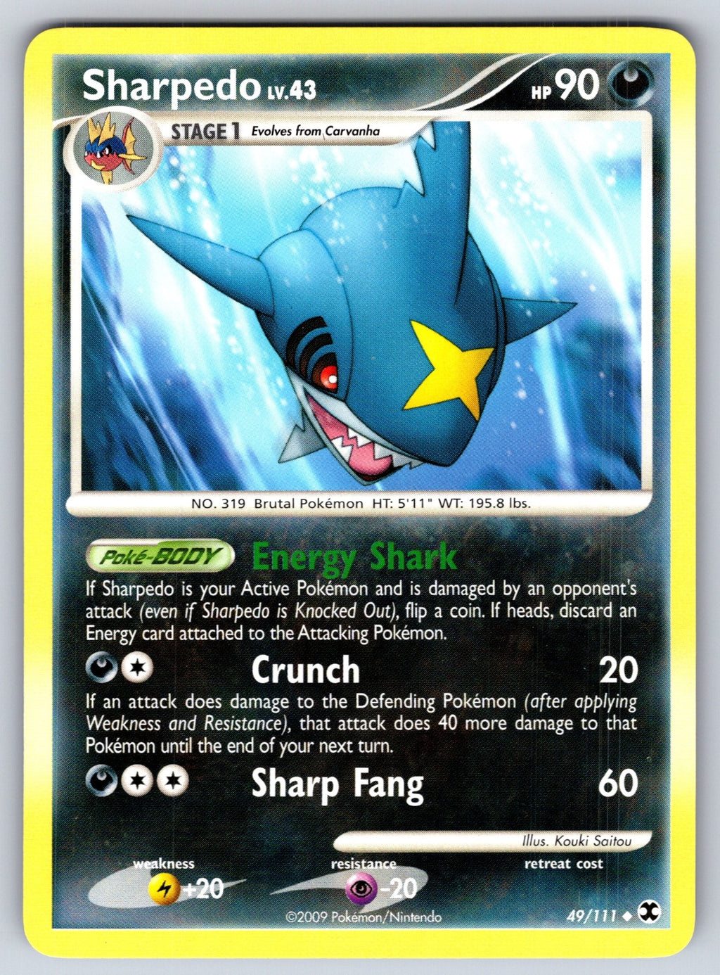 Sharpedo Uncommon Rising Rivals 49/111 LP 2009