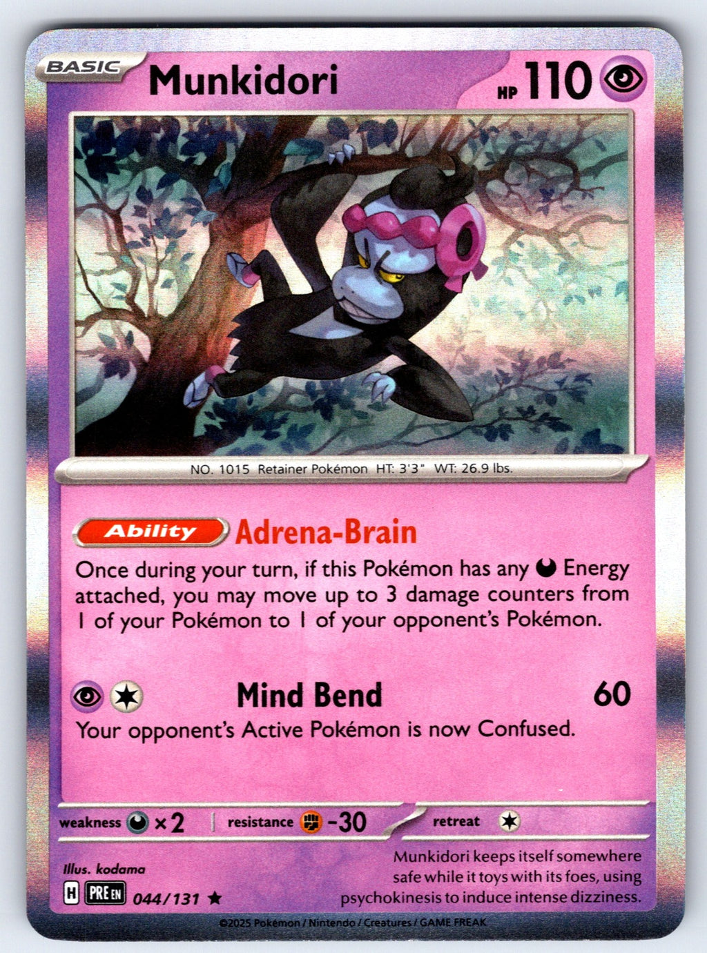 Munkidori Holo Rare SV: Prismatic Evolutions 044/131 NM 2025