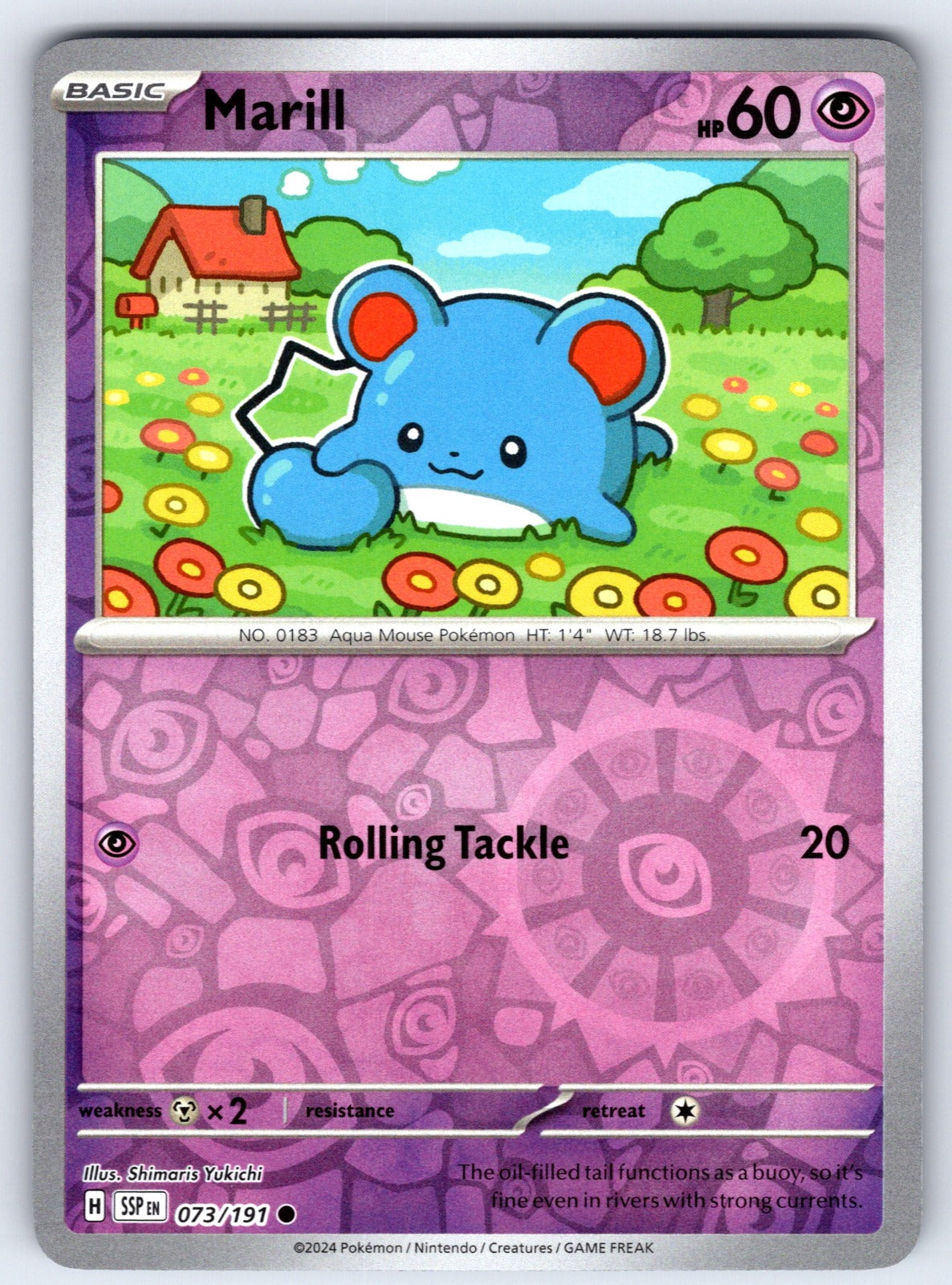 Marill Reverse Holo Common SV08: Surging Sparks 073/191 NM 2024