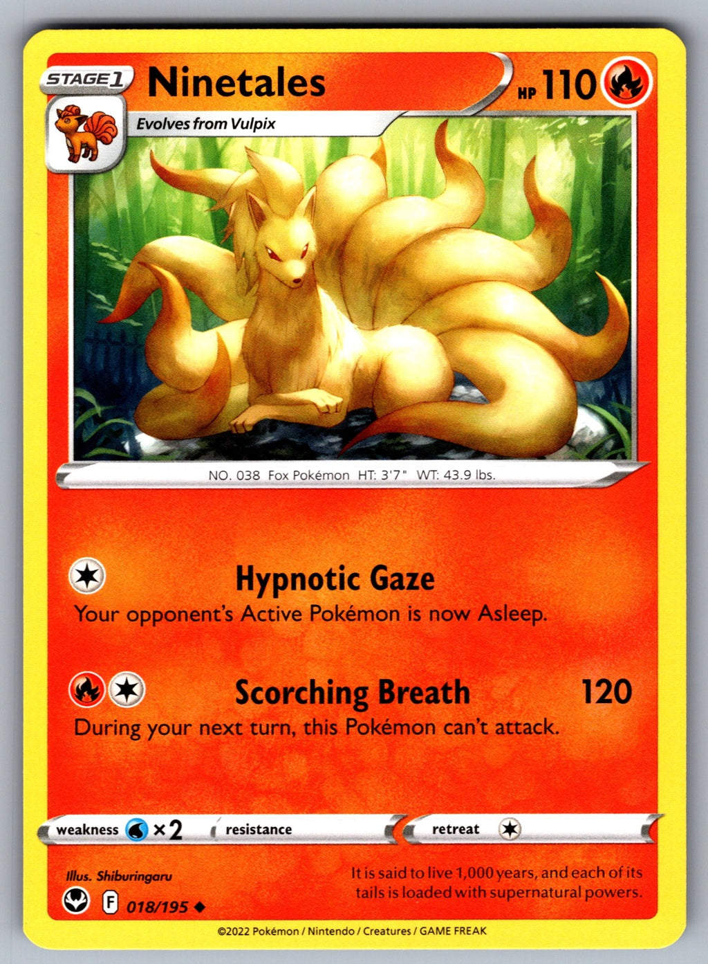 Ninetales Uncommon SWSH12: Silver Tempest 018/195 NM 2022