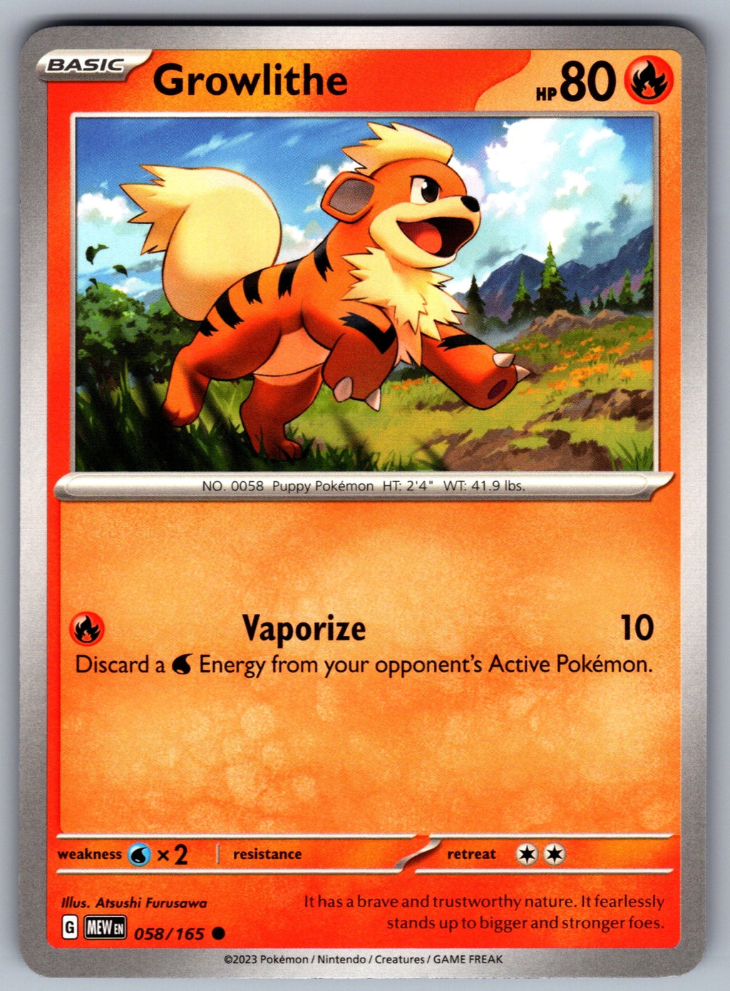 Growlithe Common SV: Scarlet & Violet 151 058/165 NM 2023
