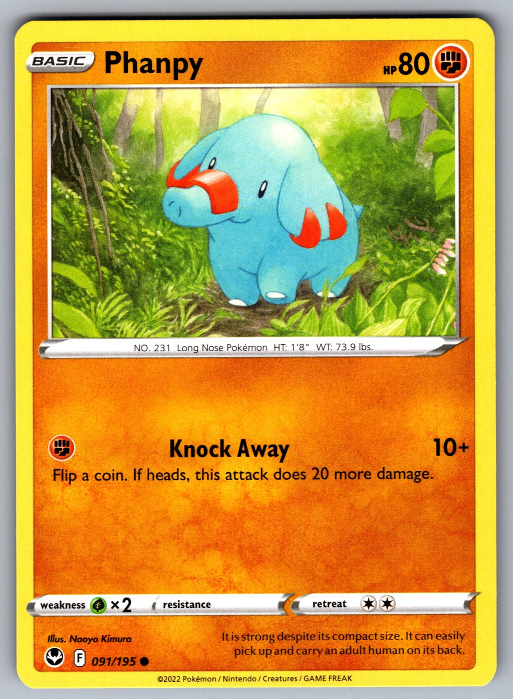 Phanpy Common SWSH12: Silver Tempest 091/195 NM 2022