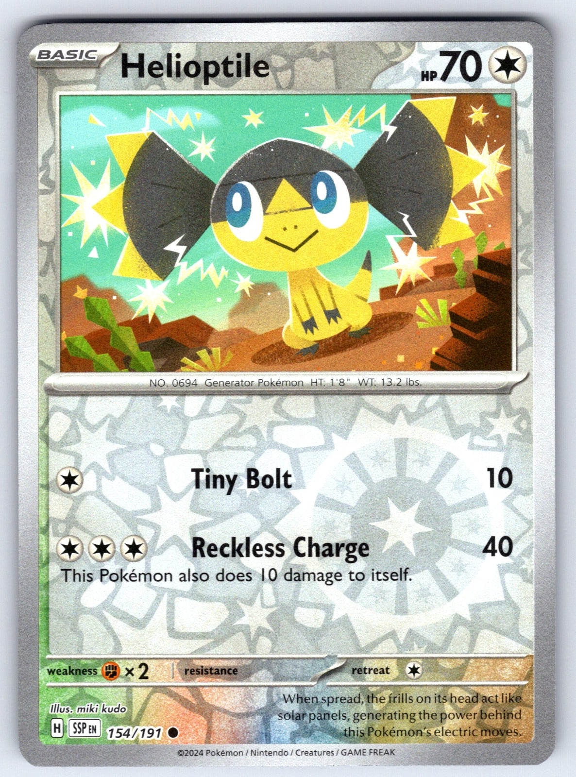 Helioptile Reverse Holo Common SV08: Surging Sparks 154/191 NM 2024