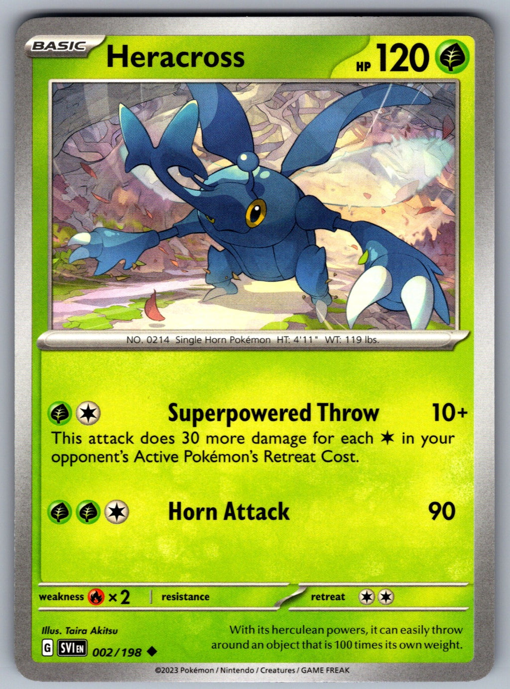 Heracross Uncommon SV01: Scarlet & Violet Base Set 002/198 NM 2023