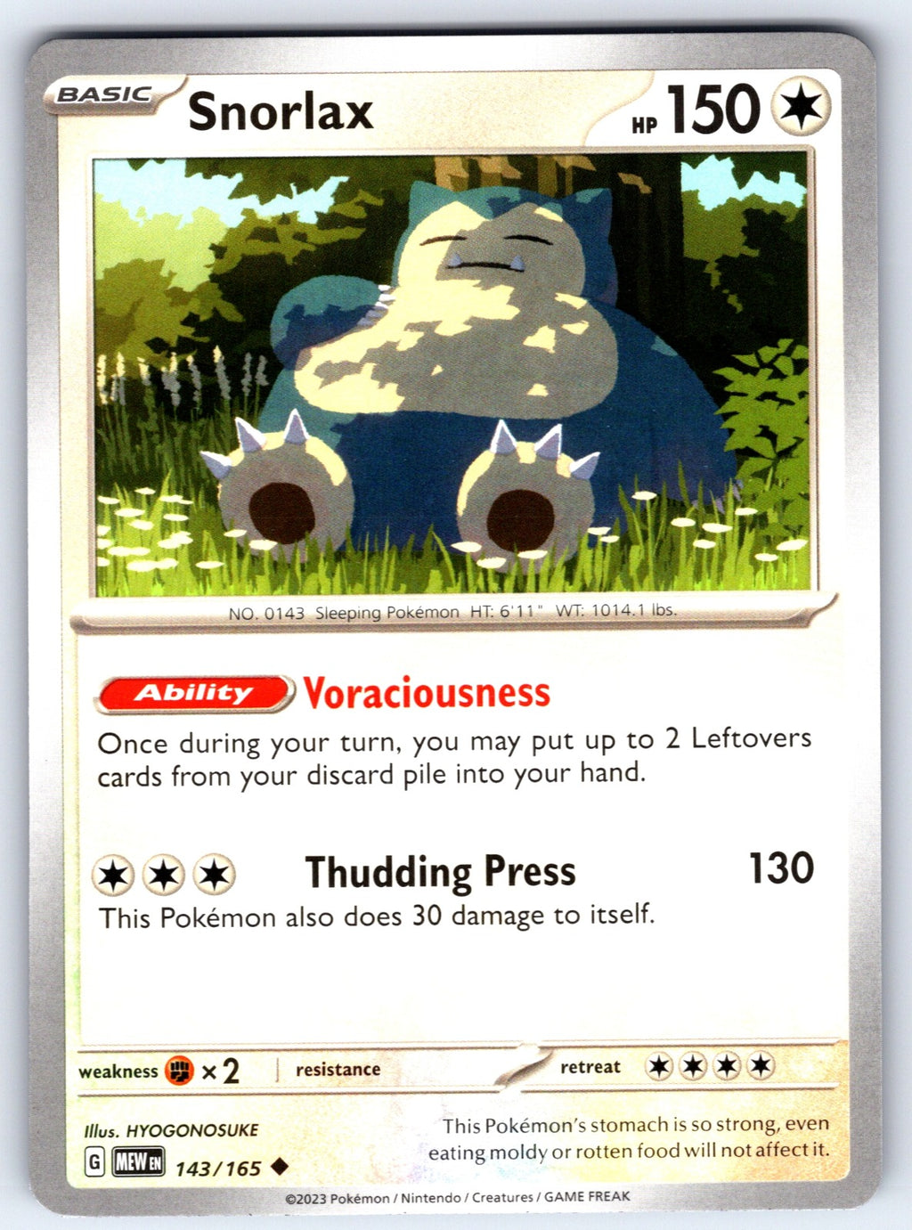 Snorlax Uncommon SV: Scarlet & Violet 151 143/165 NM 2023