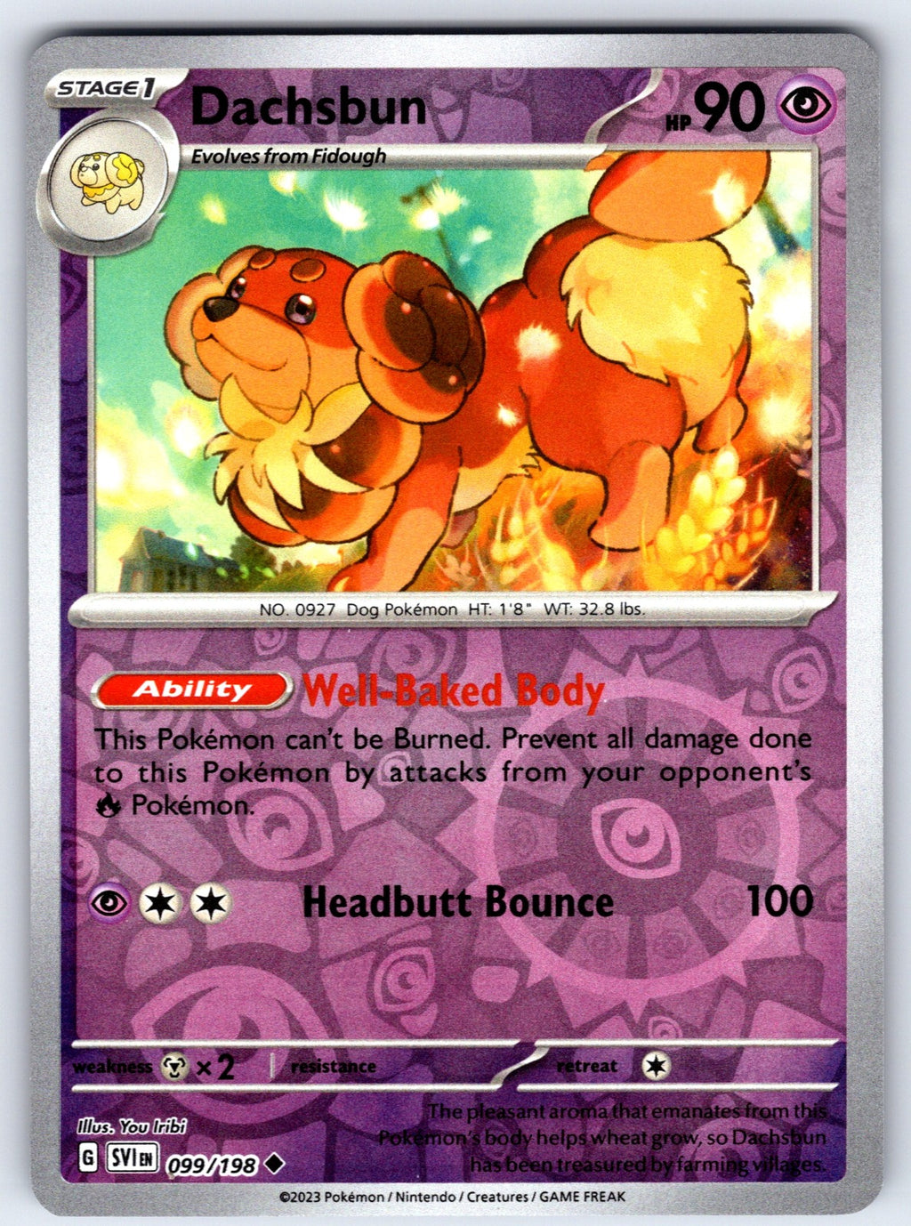 Dachsbun Reverse Holo Uncommon SV01: Scarlet & Violet Base Set 099/198 NM 2023