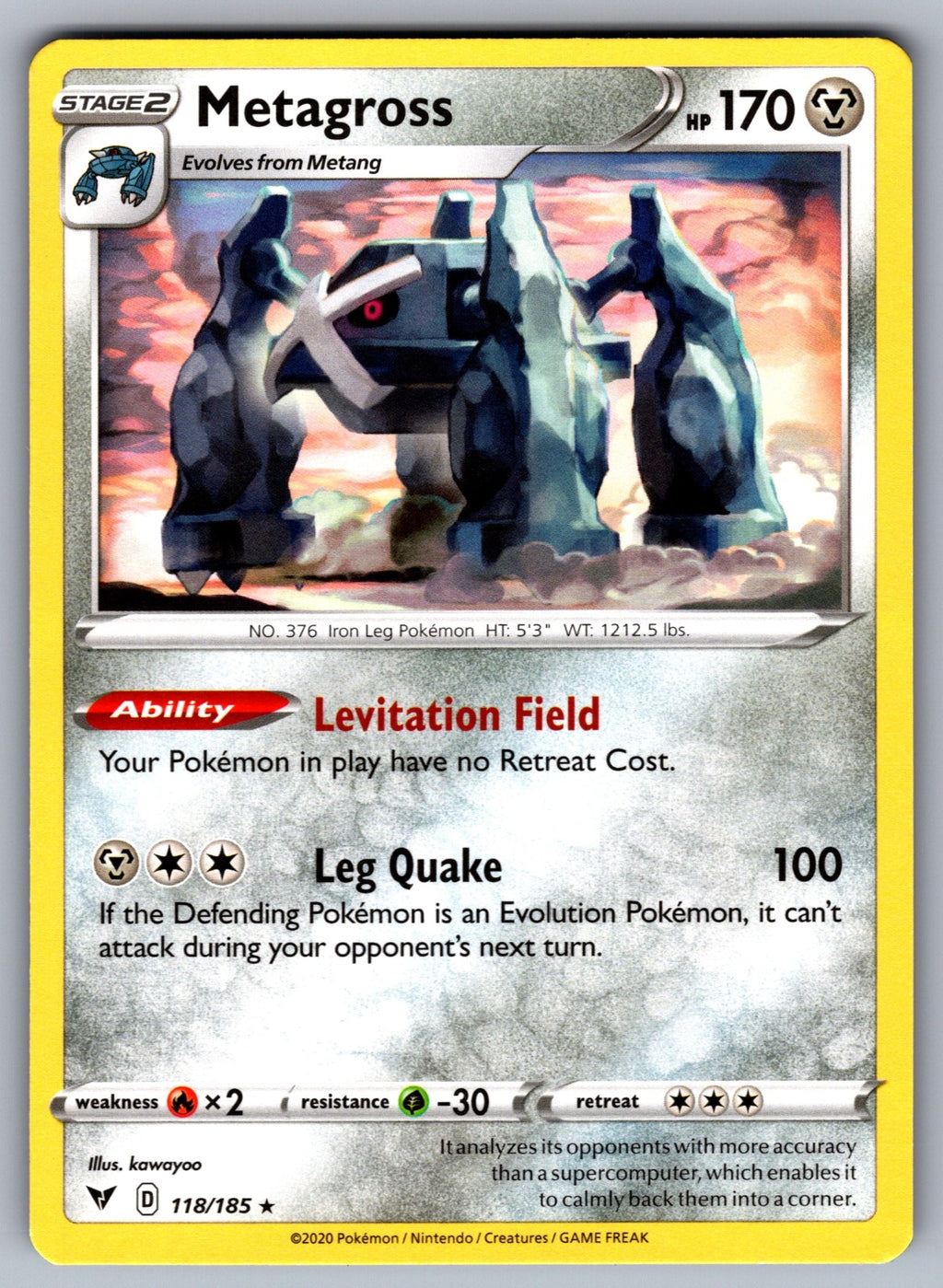 Metagross Rare SWSH04: Vivid Voltage 118/185 NM 2020