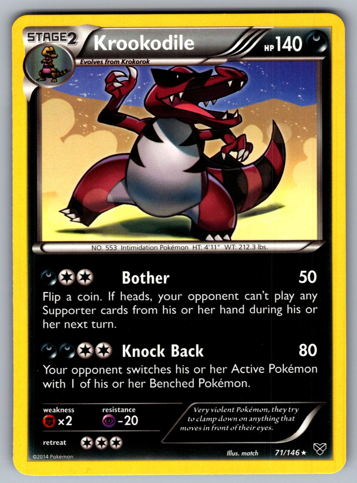 Krookodile Rare XY Base Set 71/146 LP 2014