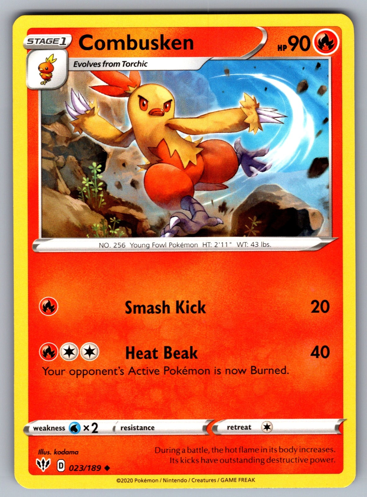 Combusken Uncommon SWSH03: Darkness Ablaze 023/189 NM 2020