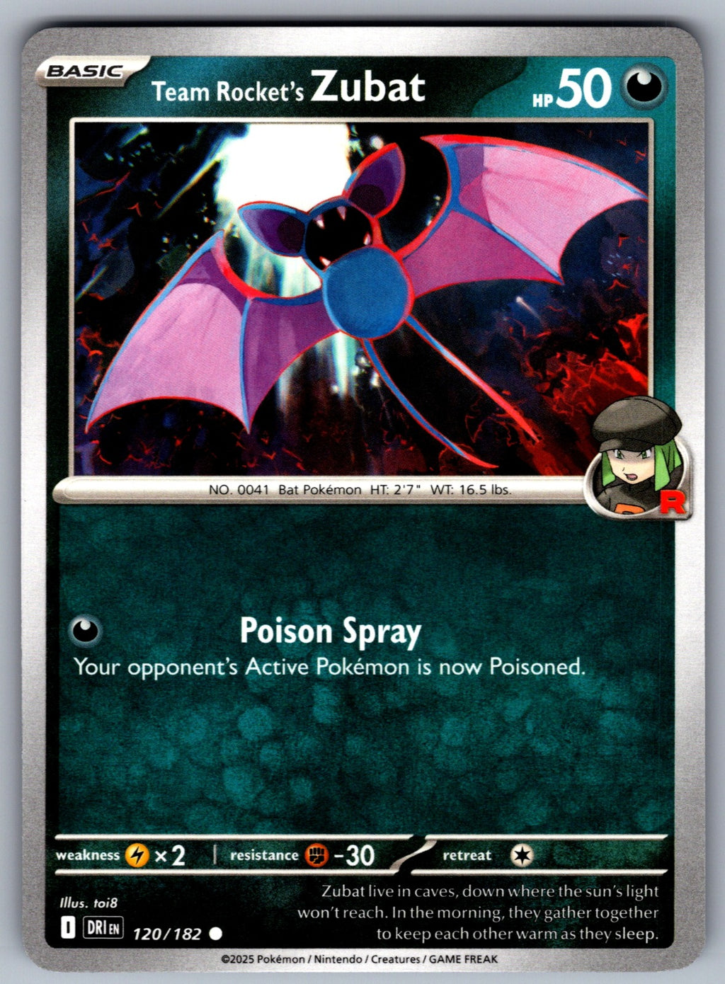 Team Rocket's Zubat Common SV10: Destined Rivals 120/182 NM 2025