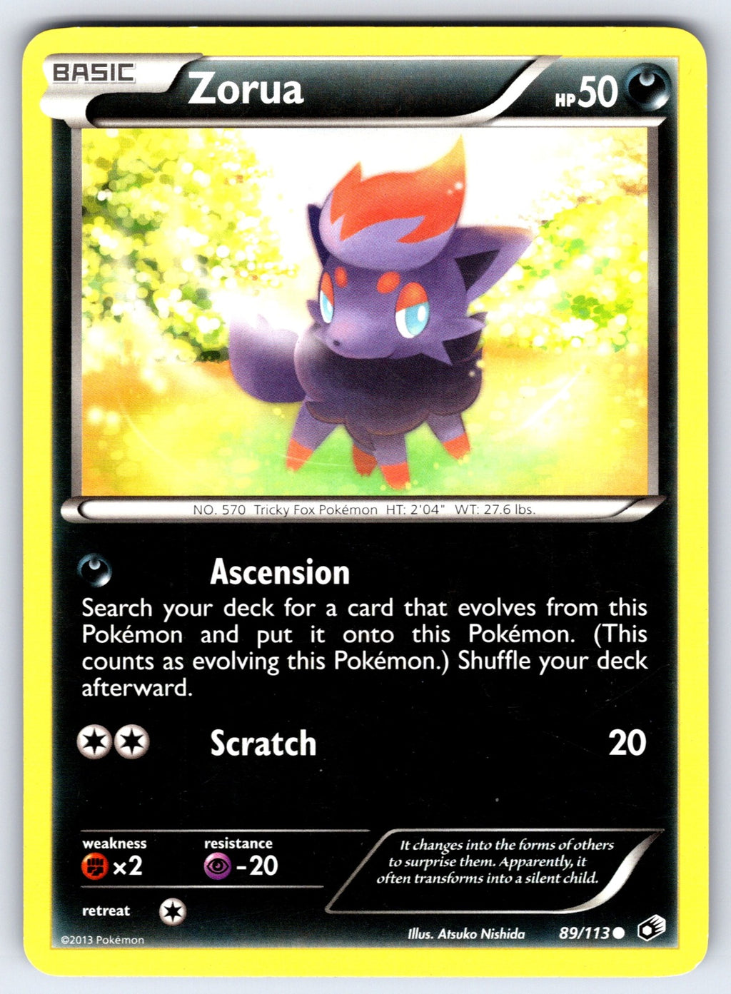Zorua Common Legendary Treasures 89/113 LP 2013