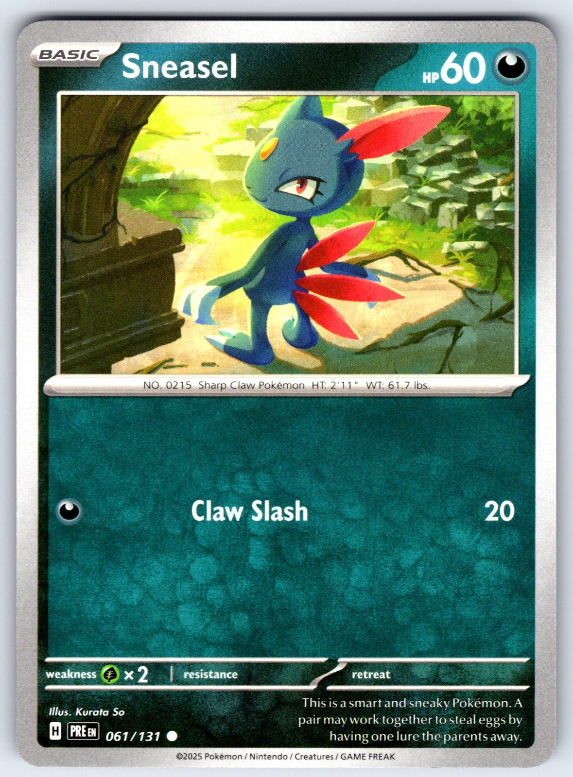 Sneasel Common SV: Prismatic Evolutions 061/131 NM 2025