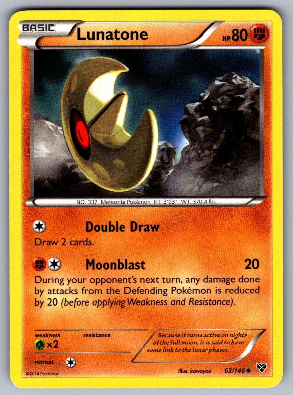 Lunatone Uncommon XY Base Set 63/146 LP 2014