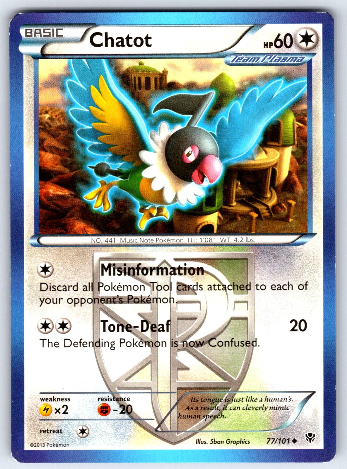 Chatot (Team Plasma) Uncommon Plasma Blast 77/101 LP 2013