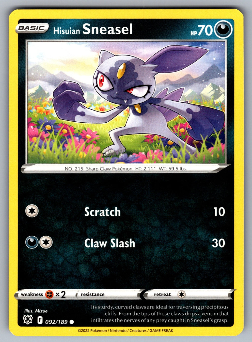 Hisuian Sneasel Common SWSH10: Astral Radiance 092/189 NM 2022