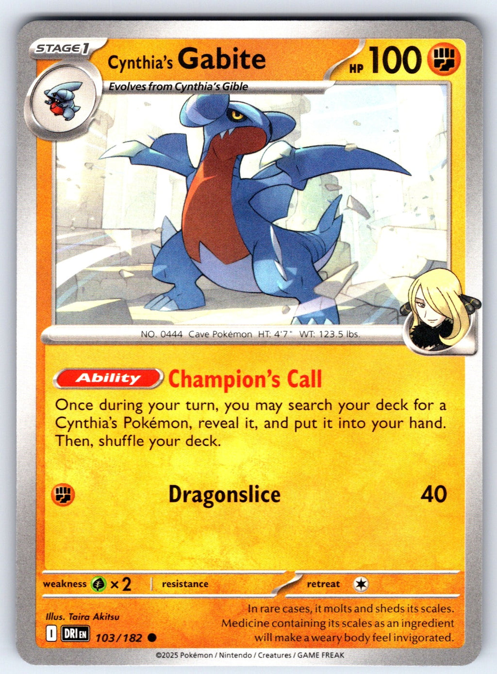 Cynthia's Gabite Common SV10: Destined Rivals 103/182 NM 2025