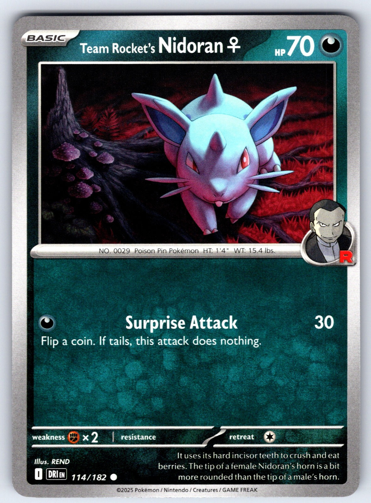 Team Rocket's Nidoran F Common SV10: Destined Rivals 114/182 NM 2025