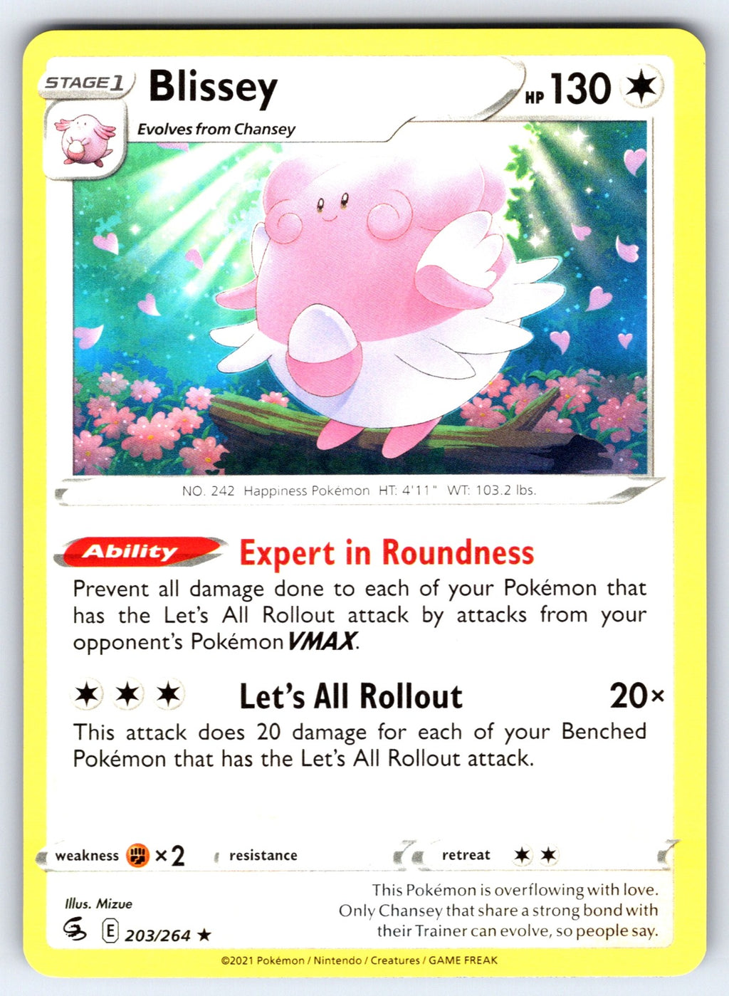 Blissey Rare SWSH08: Fusion Strike 203/264 NM 2021
